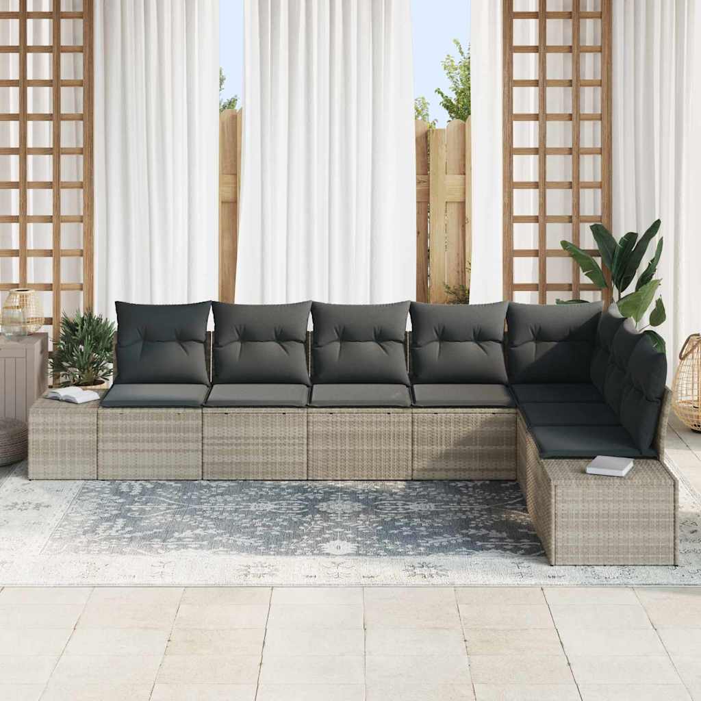 Tuin Sofa Set met kussen 8 pcs Lichtgrijs Poly riet