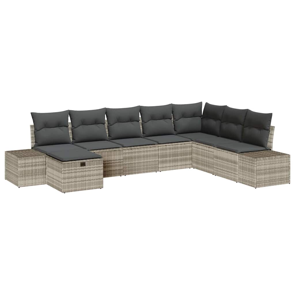 Tuin Sofa Set met kussen 8 pcs Lichtgrijs Poly riet