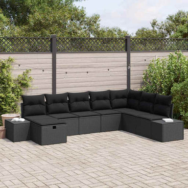 Tuin Sofa Set 8 st Zwart poly rattan