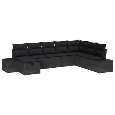 Tuin Sofa Set 8 st Zwart poly rattan