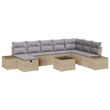 Tuin Sofa Set met kussen 9 pcs Beige Poly riet