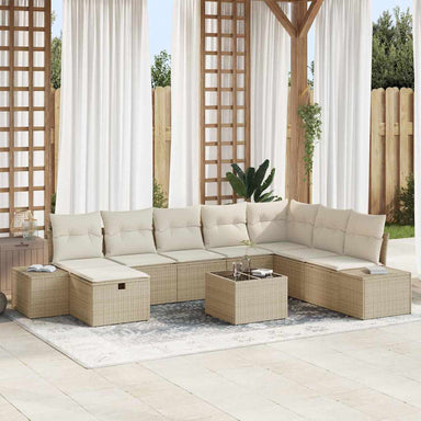 Tuin Sofa Set 9 st Beige poly rattan