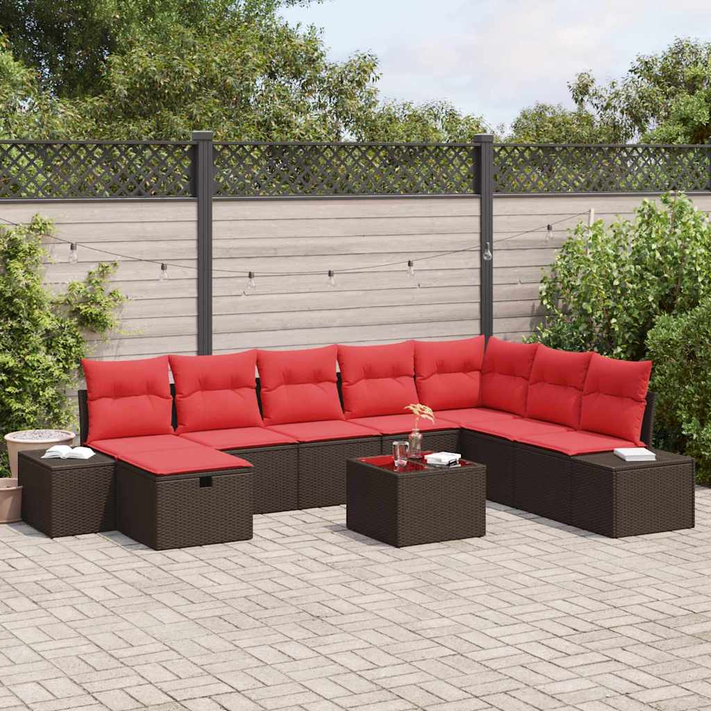 Tuin Sofa Set 9 st Bruin poly rattan