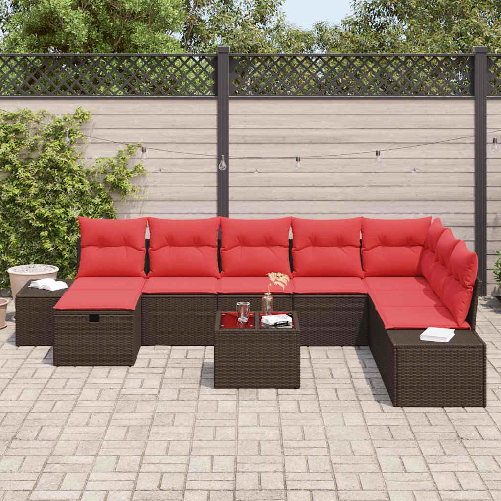 Tuin Sofa Set 9 st Bruin poly rattan