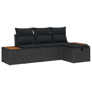 Tuin Sofa Set 4 st Zwart poly rattan
