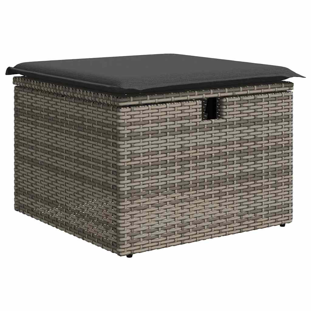 Tuin Sofa Set met kussen met opslag 4 pcs Grijs poly rattan