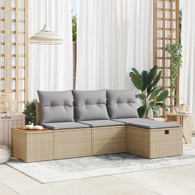 Tuin Sofa Set met kussen met opslag 4 pcs Beige poly rattan