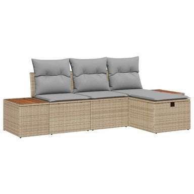 Tuin Sofa Set met kussen met opslag 4 pcs Beige poly rattan
