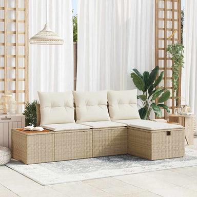 Tuin Sofa Set 4 st Beige poly rattan