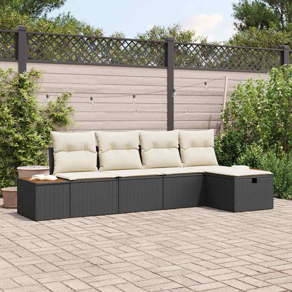 Tuin Sofa Set 6 st Zwart poly rattan