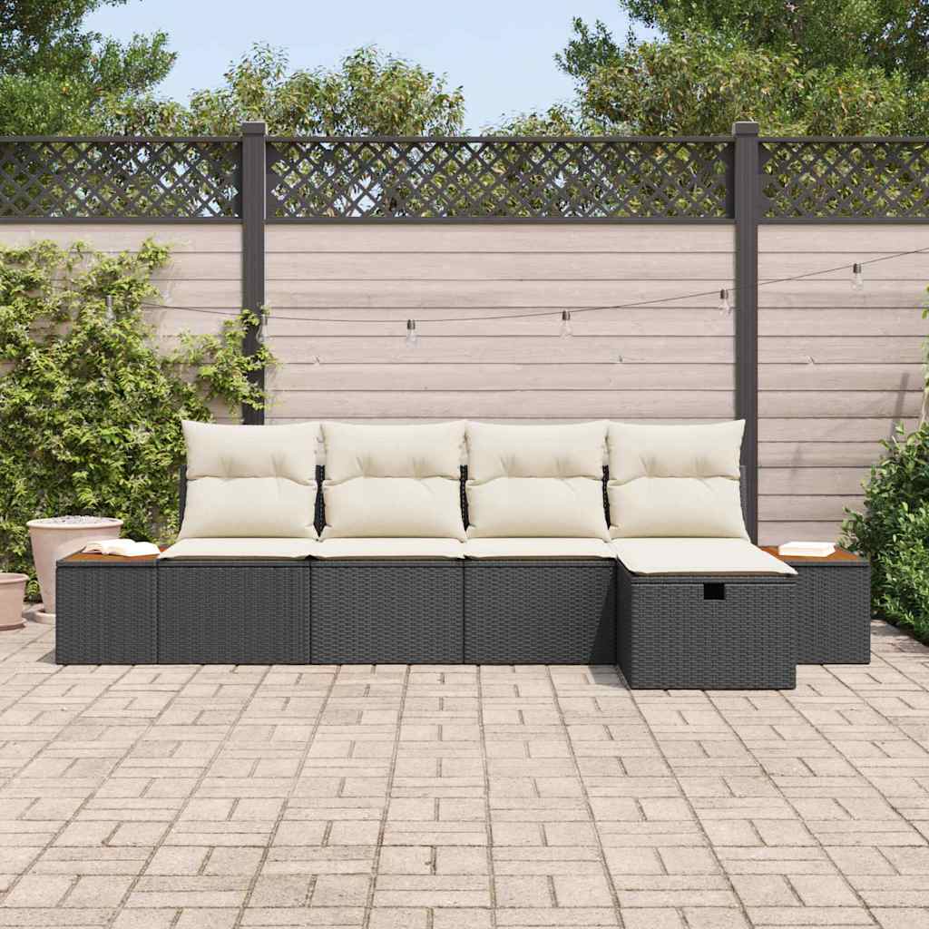 Tuin Sofa Set 6 st Zwart poly rattan