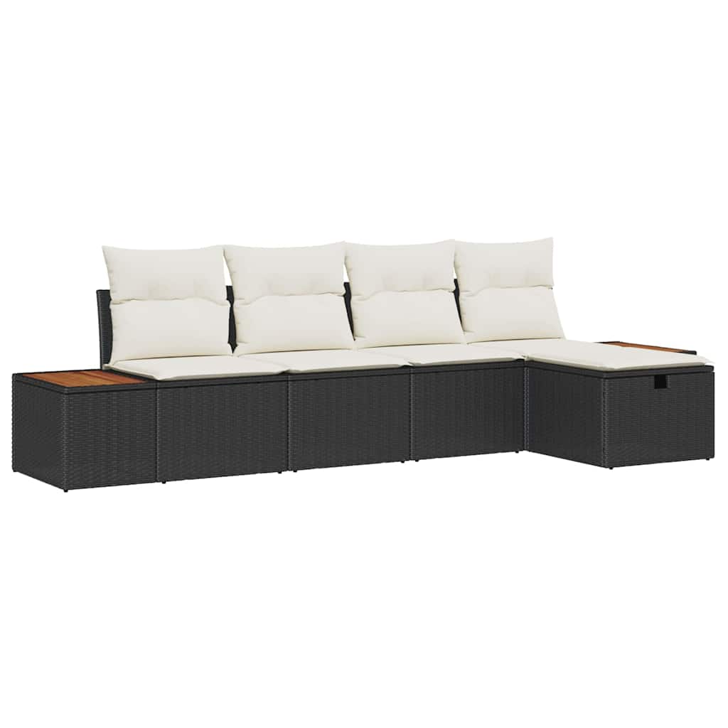 Tuin Sofa Set 6 st Zwart poly rattan