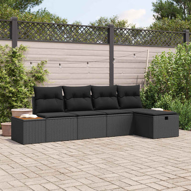 Tuin Sofa Set 6 st Zwart poly rattan