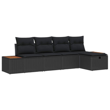 Tuin Sofa Set 6 st Zwart poly rattan