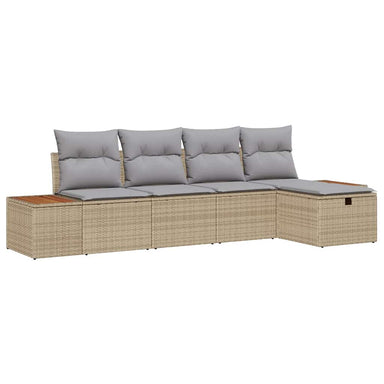 Tuin Sofa Set met kussen 5 pcs Beige Poly riet