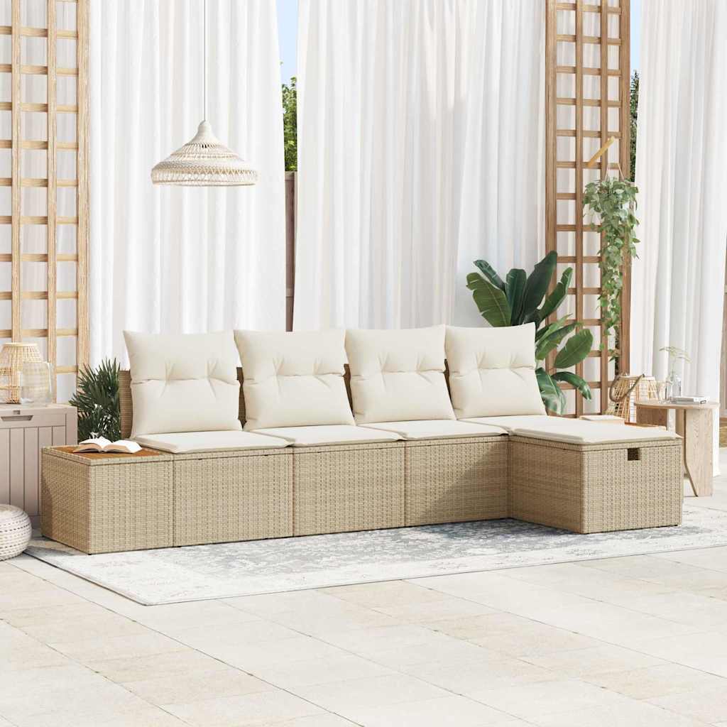 Tuin Sofa Set met kussen 5 pcs Beige Poly riet
