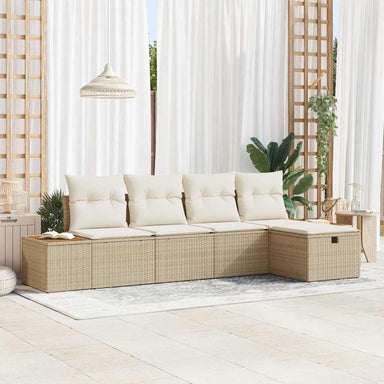 Tuin Sofa Set met kussen 5 pcs Beige Poly riet