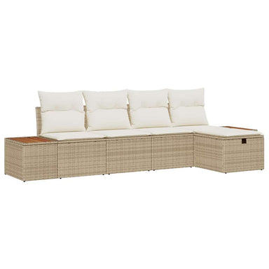Tuin Sofa Set met kussen 5 pcs Beige Poly riet