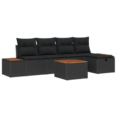 Tuin Sofa Set 6 st Zwart poly rattan