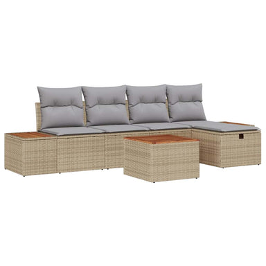 Tuin Sofa Set met kussen 6 pcs Beige Poly riet