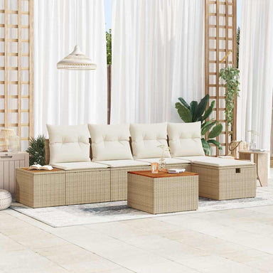 Tuin Sofa Set met kussen 6 pcs Beige Poly riet