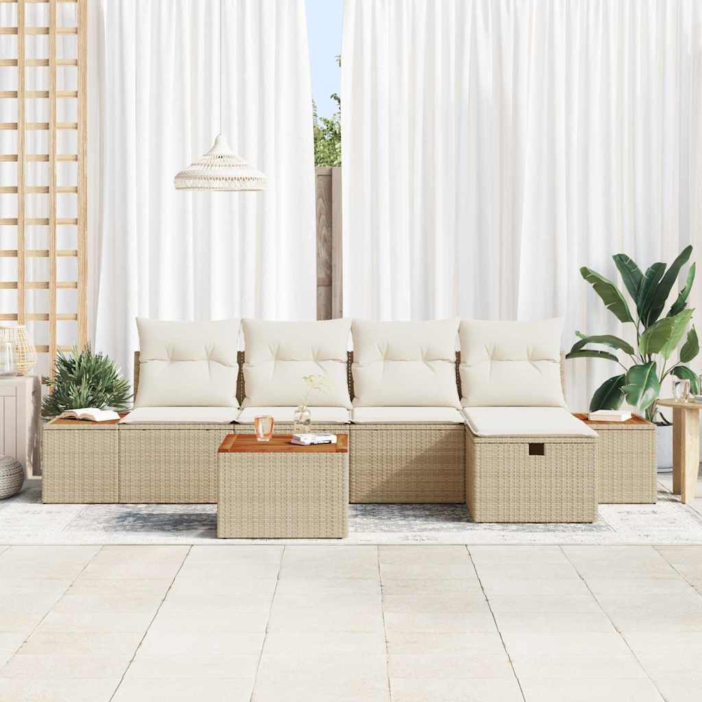 Tuin Sofa Set met kussen 6 pcs Beige Poly riet