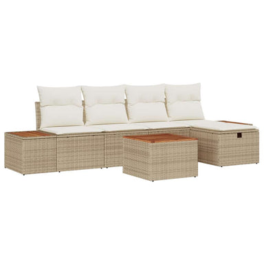 Tuin Sofa Set met kussen 6 pcs Beige Poly riet