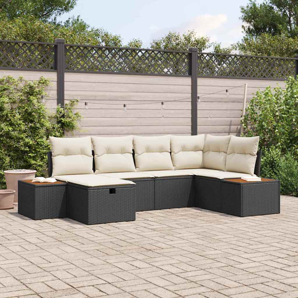Tuin Sofa Set met kussen met opslag Zwart poly rattan
