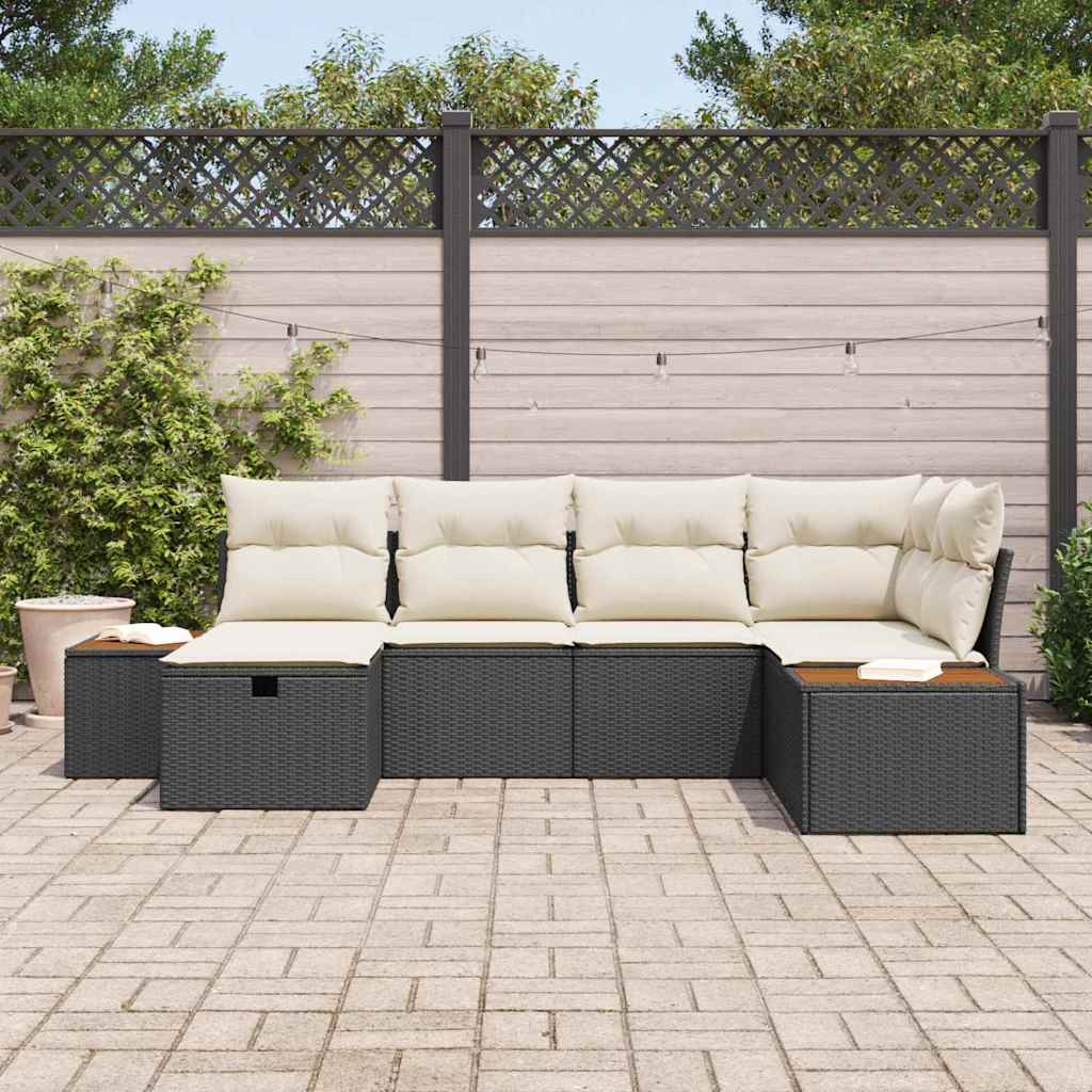 Tuin Sofa Set met kussen met opslag Zwart poly rattan