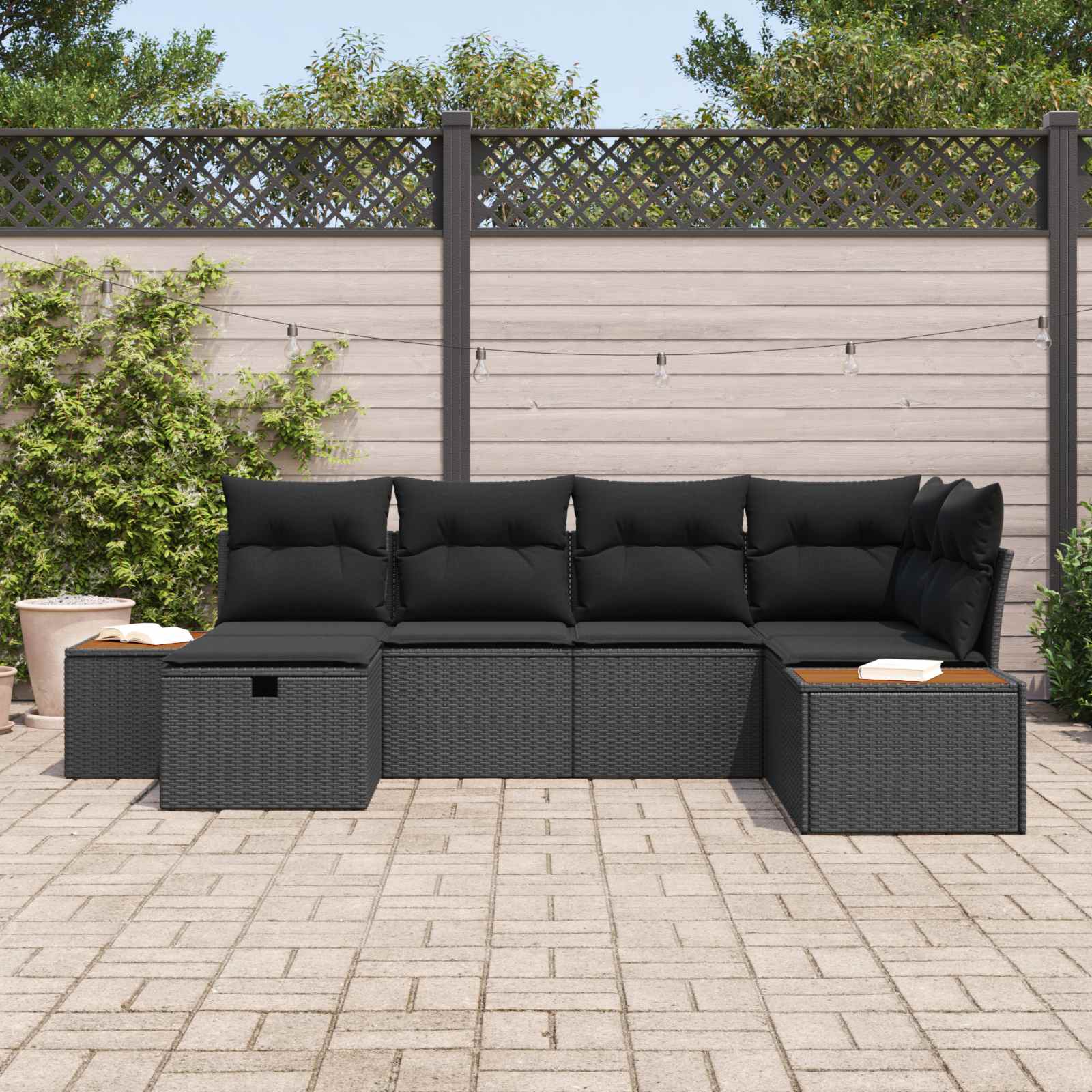 Tuin Sofa Set met kussen met opslag Zwart poly rattan
