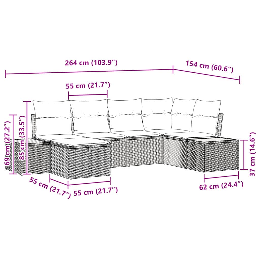 Tuin Sofa Set met kussen met opslag Grijs poly rattan