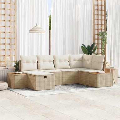 Tuin Sofa Set met kussen 6 pcs Beige Poly riet