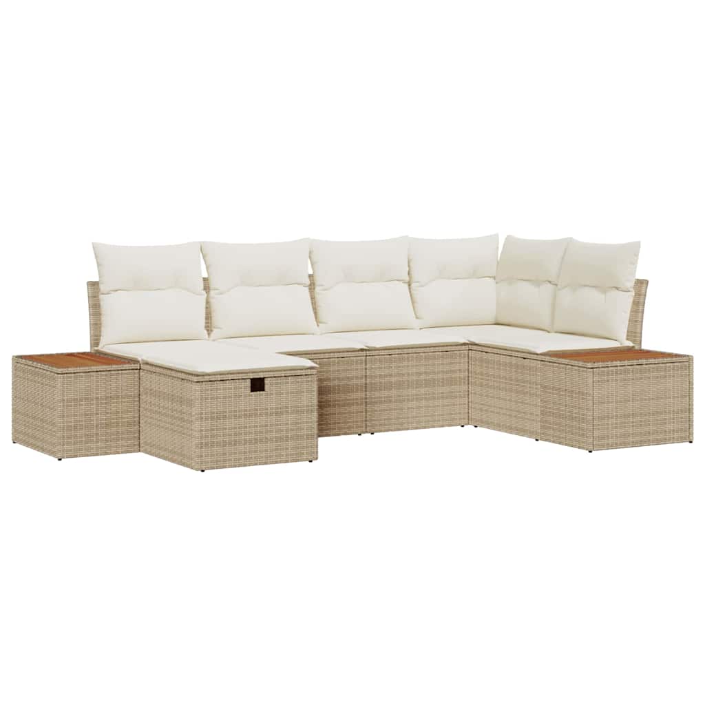 Tuin Sofa Set met kussen 6 pcs Beige Poly riet