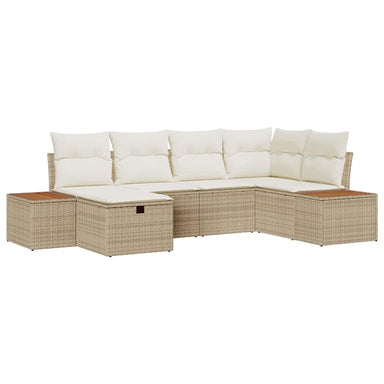 Tuin Sofa Set met kussen 6 pcs Beige Poly riet