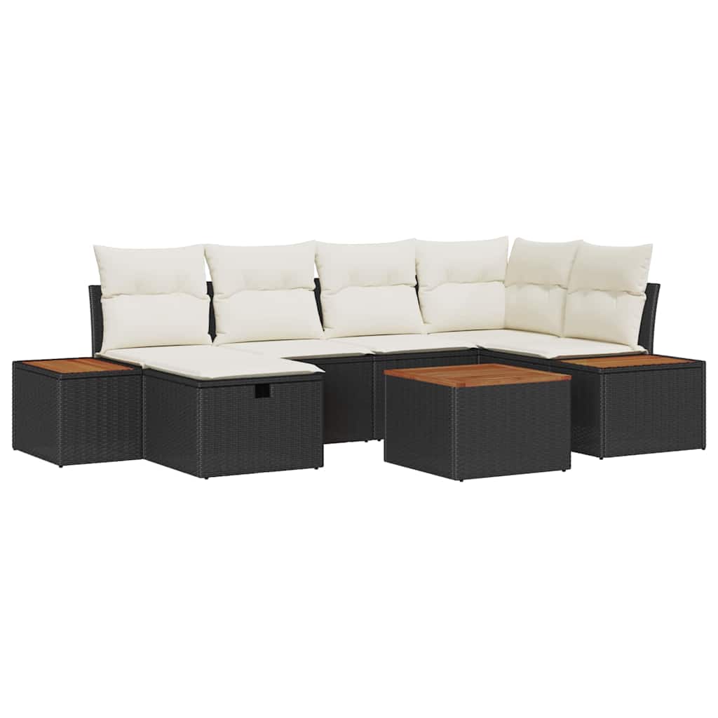 Tuin Sofa Set 7 st Zwart poly rattan