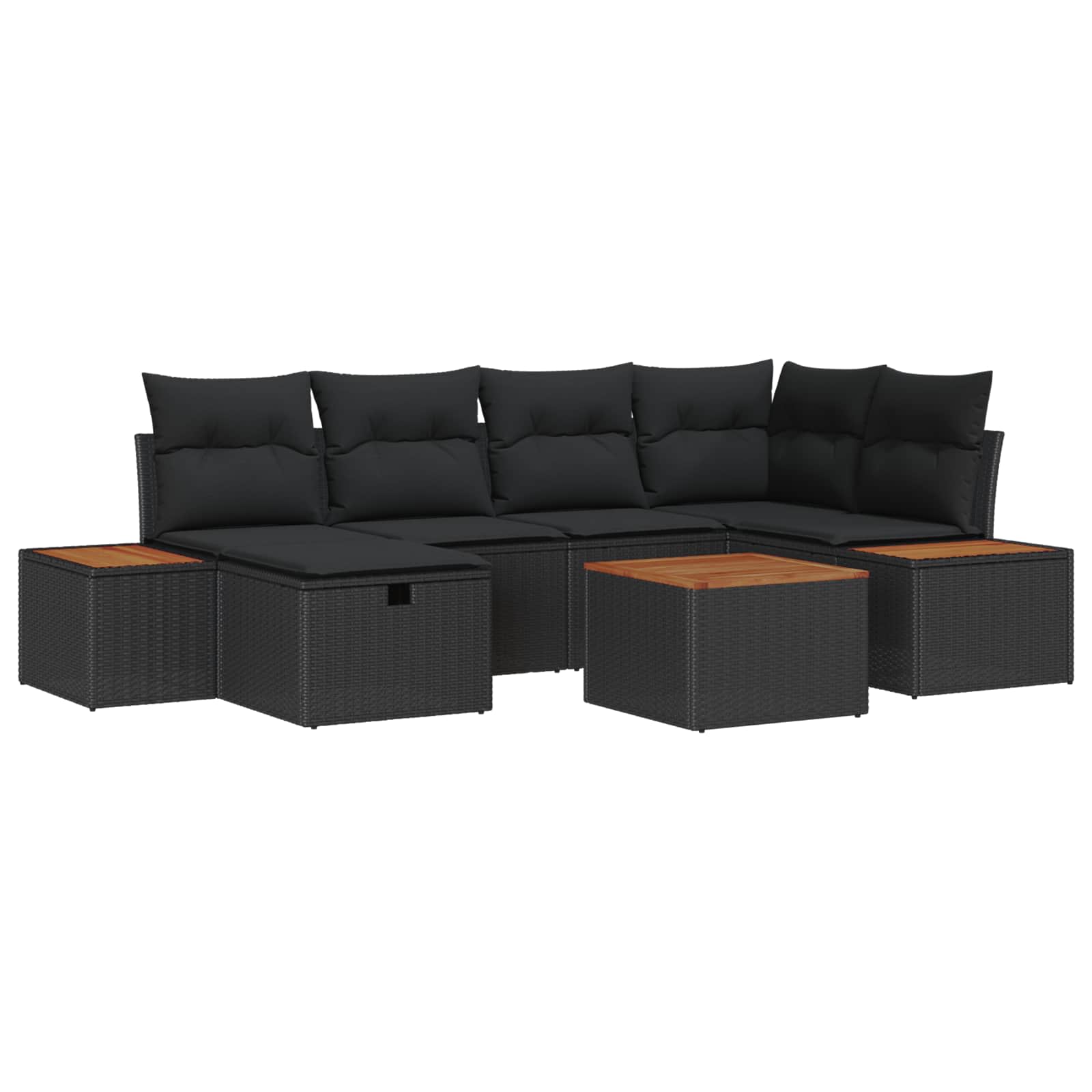 Tuin Sofa Set 7 st Zwart poly rattan