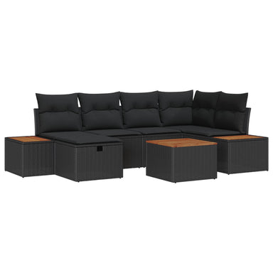 Tuin Sofa Set 7 st Zwart poly rattan