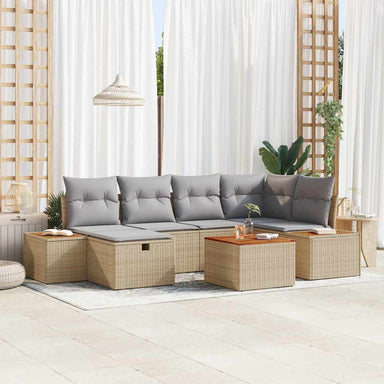 Tuin Sofa Set met kussen 7 pcs Beige 55 x 62 x 69 cm Poly riet