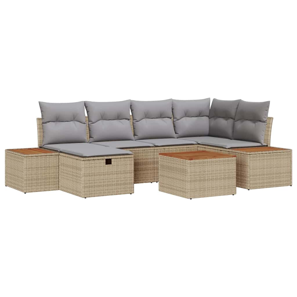 Tuin Sofa Set met kussen 7 pcs Beige 55 x 62 x 69 cm Poly riet