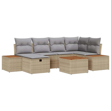 Tuin Sofa Set met kussen 7 pcs Beige 55 x 62 x 69 cm Poly riet