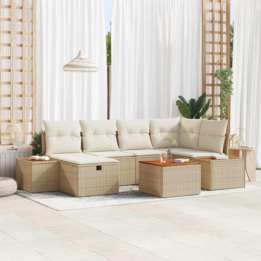 Tuin Sofa Set 7 st Beige poly rattan