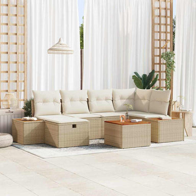 Tuin Sofa Set 7 st Beige poly rattan