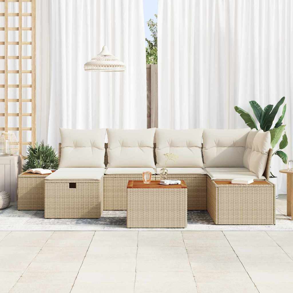 Tuin Sofa Set 7 st Beige poly rattan