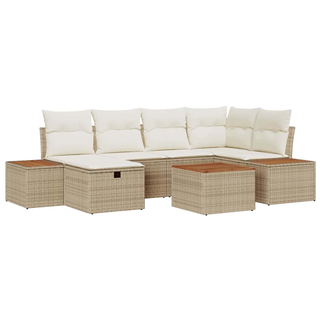 Tuin Sofa Set 7 st Beige poly rattan