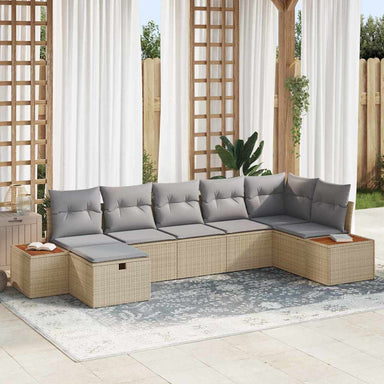 Tuin Sofa Set met kussen 7 pcs Beige Poly riet
