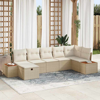 Tuin Sofa Set met kussen 7 pcs Beige Poly riet