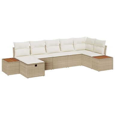 Tuin Sofa Set met kussen 7 pcs Beige Poly riet