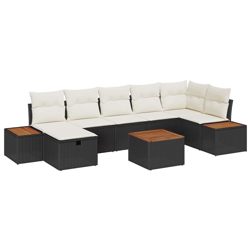 Tuin Sofa Set 8 st Zwart poly rattan