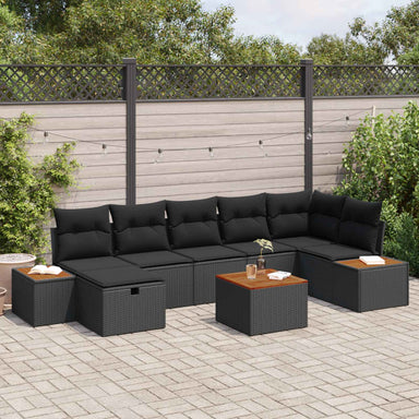Tuin Sofa Set 8 st Zwart poly rattan