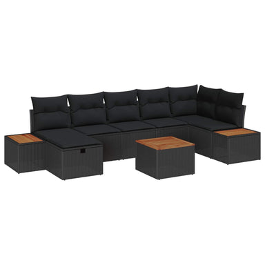 Tuin Sofa Set 8 st Zwart poly rattan